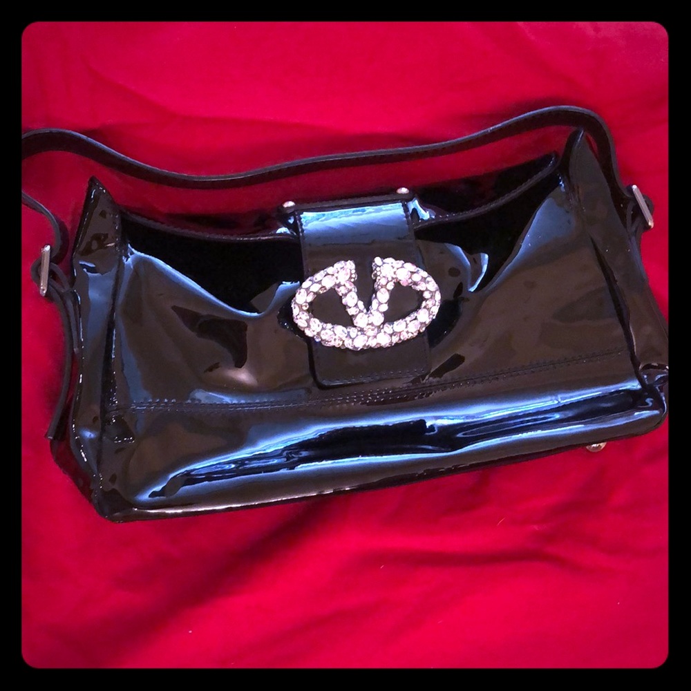 Valentino Garavani small patent crystal handbag